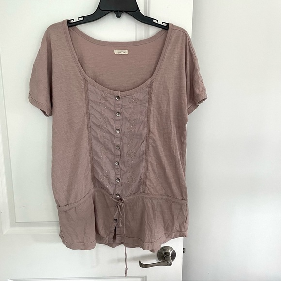 Aerie Scoop Neck Light Pink Embroidered Top Size M - Picture 2 of 10